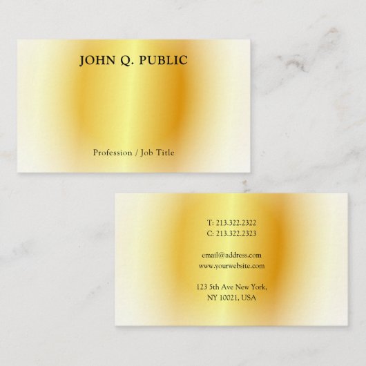フェイクモダンパーソナライズされたエレガントシンプル金ゴールド 名刺 (正面/裏面)