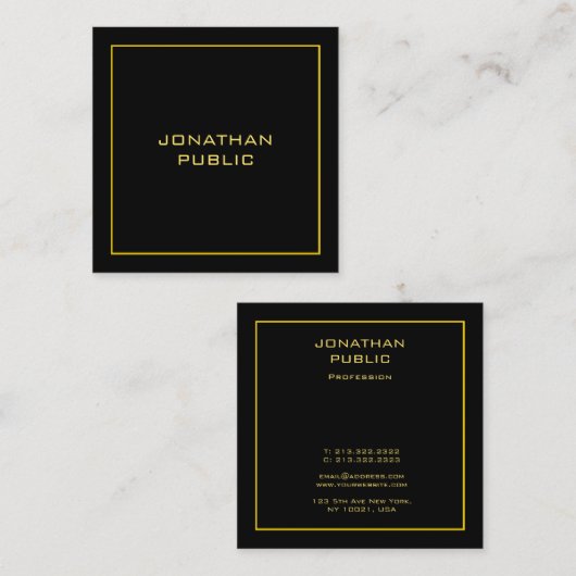 フェイクモダンパーソナライズされたテンプレート スクエア名刺 (正面/裏面)