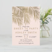 フェイクモダン金ゴールドの木のエレガントピンク甘い16 招待状 (スタンド正面)