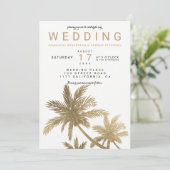 フェイクモダン金ゴールドヤシの木の優雅な結婚式 招待状 (スタンド正面)