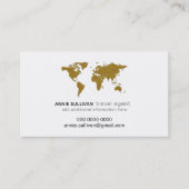 フェイクモダン金ゴールド世界地図Travel Agent 名刺 (正面)