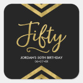 フェイクモダン金ゴールド山形50誕生日 スクエアシール (正面)