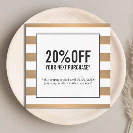 フェイクモダン金ゴールド白ストライプ美しいサロンクーポン 割引カード