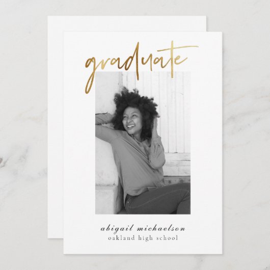 フェイクモダン金ゴールド 招待状 (正面/裏面)