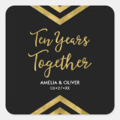 フェイクモダン金ゴールドChevron 10周年記念パーティー スクエアシール (正面)