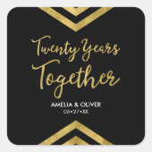 フェイクモダン金ゴールドChevron 20周年記念パーティー スクエアシール (正面)