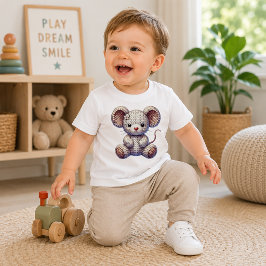 フェイクヤーンの赤ちゃんネズミ ベビーTシャツ
