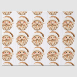 フェイクヤーンノッチフックサンタフェイス クリスマス包装紙 薄葉紙