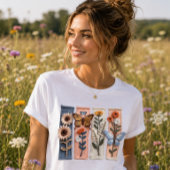 フェイクヤーン レトロな野の花のTシャツ、植物画 トライブレンドTシャツ