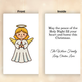 フェイクラッチフックの天使とキャンドルのクリスマス シーズンカード