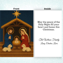 フェイクラッチフックの聖家族のキリスト降誕のクリスマス シーズンカード
