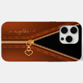 フェイクレザーハートジッパー Case-Mate iPhoneケース (裏面 (横))