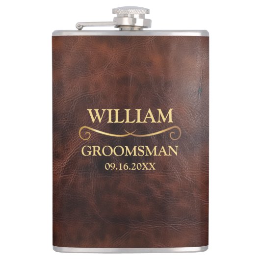 フェイクレザービニールラッピング フラスク (正面)