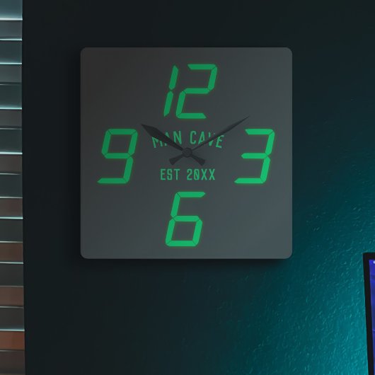 フェイクレトロデジおもしろいタルカスタムブラック スクエア壁時計