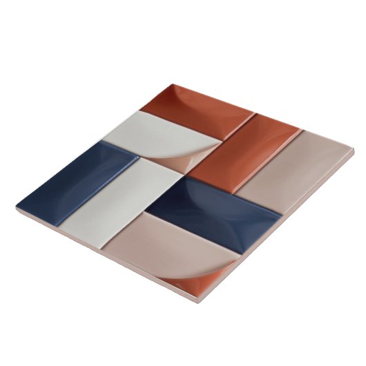 フェイクレリーフ、 浮き彫りグレーズブルー焦げオレンジ色のホームデコール タイル (側面)