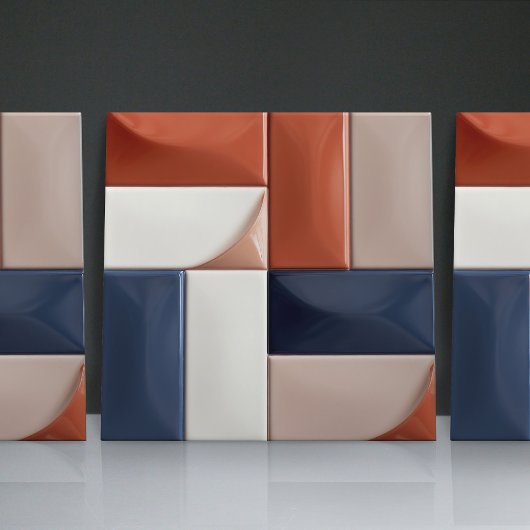 フェイクレリーフ、 浮き彫りグレーズブルー焦げオレンジ色のホームデコール タイル