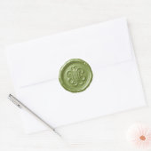 フェイクワックスシール ディープインレッション オリーブグリーン ラウンドシール (封筒)