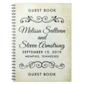 フェイクヴィンテージウェスタンスタイル結婚ズゲストブック ノートブック (正面)
