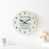フェイクヴィンテージパシンプルーチメント&エレガントウェディング ラージ壁時計 (ホーム)