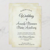 フェイクヴィンテージパーチシンプルメント&エレガントウェディング 招待状 (正面/裏面)