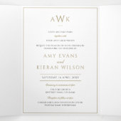 フェイク伝統的フォーマル結婚スクリプト 三つ折り招待状 (内部中)