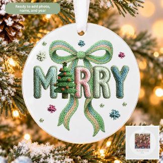 フェイク刺繍のメリークリスマス オーナメント