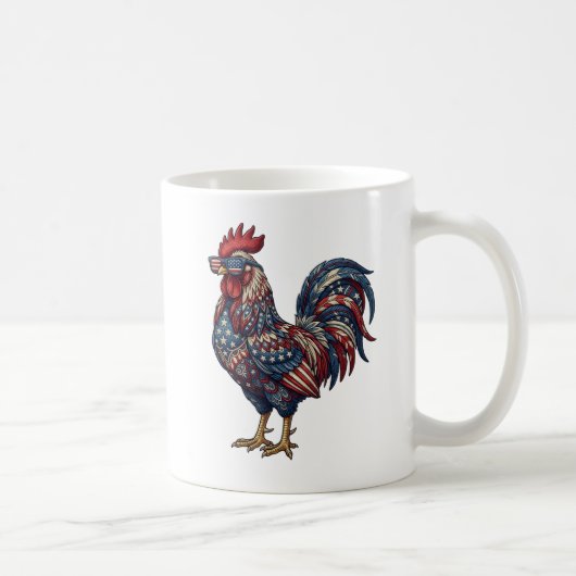 フェイク刺繍愛国ニワトリ コーヒーマグカップ (右)