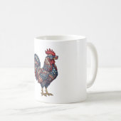 フェイク刺繍愛国ニワトリ コーヒーマグカップ (正面右)