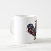 フェイク刺繍愛国ニワトリ コーヒーマグカップ (正面左)