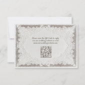 フェイク刺繍 タイムレス レース QRコード ウェディング RSVP (裏面)