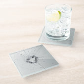 フェイク割れ壊れたデザインおもしろい – 盗難防止 ガラスコースター (アングル)