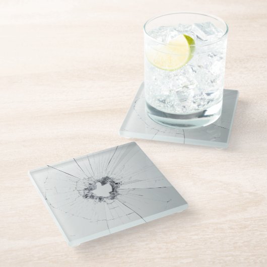 フェイク割れ壊れたデザインおもしろい – 盗難防止 ガラスコースター (アングル)