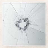 フェイク割れ壊れたデザインおもしろい – 盗難防止 ガラスコースター (正面)