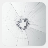 フェイク割れ壊れたデザインおもしろい – 盗難防止 スクエアシール (正面)