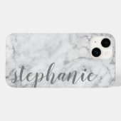 フェイク大理石と書道カスタム灰色の名前 Case-Mate iPhoneケース (裏面 (横))