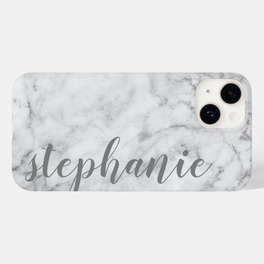 フェイク大理石と書道カスタム灰色の名前 Case-Mate iPhoneケース (裏面 (横))