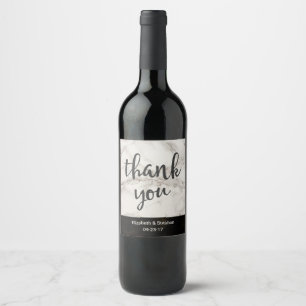 フェイク大理石モダンTaupe Thank 結婚's Wine ワインラベル