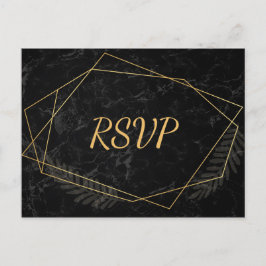 フェイク大理石 幾何学RSVP インビテーションポストカード