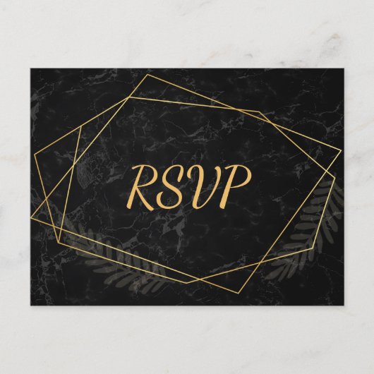 フェイク大理石 幾何学RSVP インビテーションポストカード (正面)