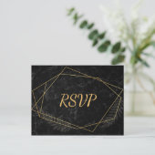 フェイク大理石 幾何学RSVP インビテーションポストカード (スタンド正面)