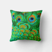 フェイク孔雀の羽抽象芸術自然パターン クッション (裏面)