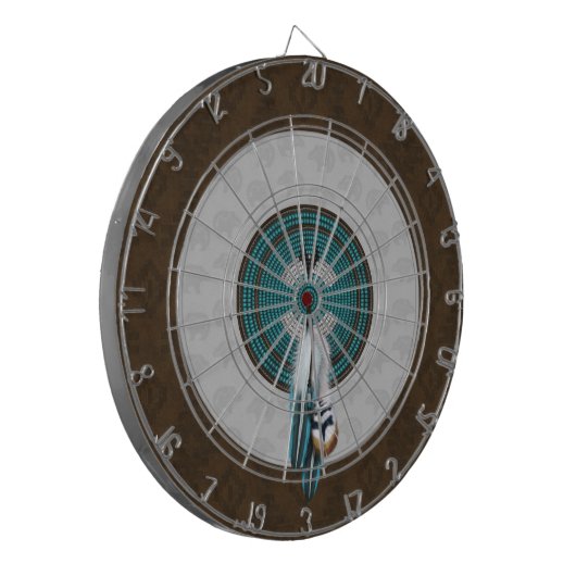 フェイク工具付きレザー&先住民アメリカンビーチワーク ダーツボード (正面左)