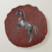 フェイク工具革とインディアンピ絵を描ン子馬 ラウンドクッション (裏面)