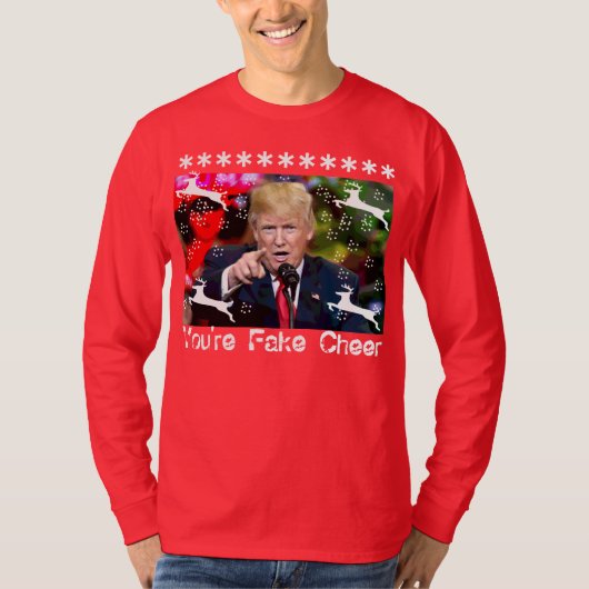 フェイク応援、ドナルドトランプ醜いクリスマスシャツ Tシャツ (正面)