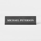 フェイク擦り切れたブラックパーソナライズされたレザー デスクネームプレート (正面)