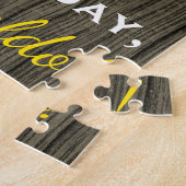 フェイク木材、フェイク金ゴールド20番目の誕生日+名前をカスタムする ジグソーパズル (側面)