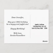 フェイク木材、フェイク金ゴールド20番目の誕生日+名前をカスタムする ポストカード (裏面)