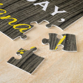 フェイク木材、フェイク金ゴールド91番目の誕生日+名前をカスタムする ジグソーパズル (側面)