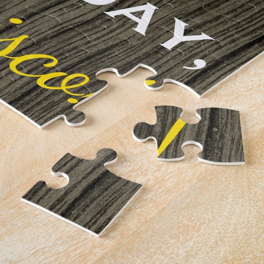 フェイク木材、フェイク金ゴールド92番目の誕生日+名前をカスタムする ジグソーパズル (側面)