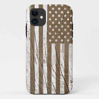 フェイク木目アグランジメリカ国旗 iPhone 11 ケース